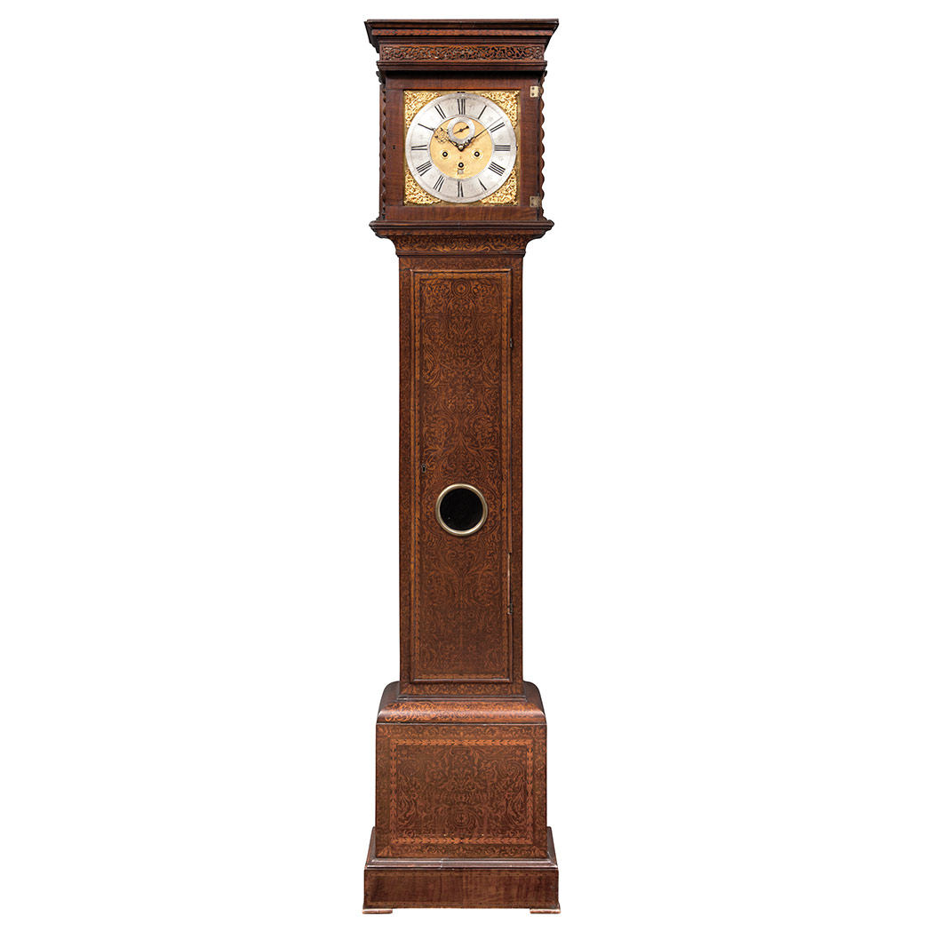 Appraisal: William III Walnut Seaweed Marquetry Tall Case Clock The dial