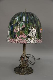 Appraisal: Tiffany style leaded glass lily table lamp ht in dia