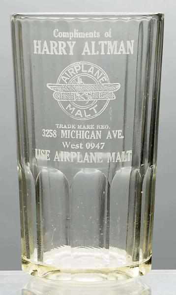 Appraisal: Harry Altman Airplane Malt Acid-Etched Beer Glass Nice bi-plane logo