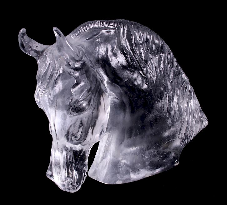 Appraisal: Baccarat Tauni de Lesseps Horse Head Statue This item is