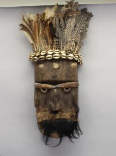 Appraisal: Dan-Kran Ivory Coast Liberia Mask Having feather headdress and coquina