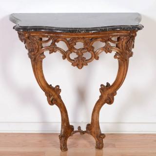 Appraisal: Louis XV carved fruitwood marble top console th th c