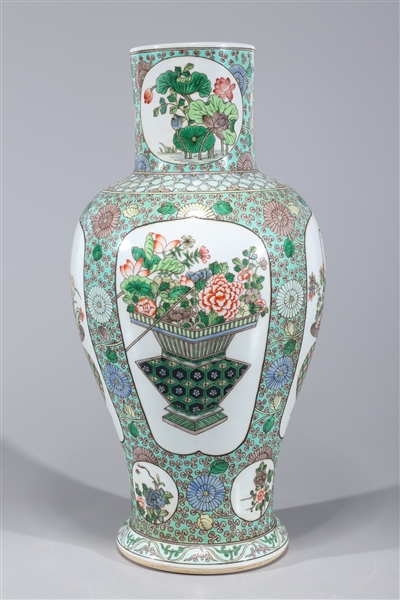 Appraisal: Chinese famille verte enameled porcelain vase with floral designs to