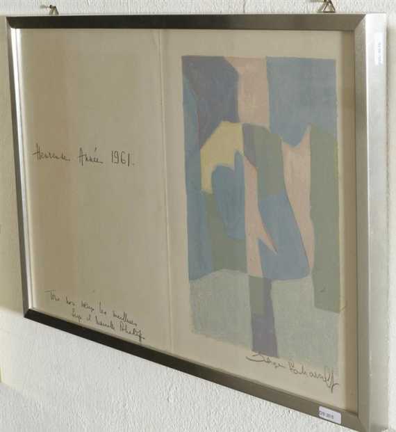 Appraisal: POLIAKOFF SERGE Neujahrskarte new year card Lithograph with hand-written text