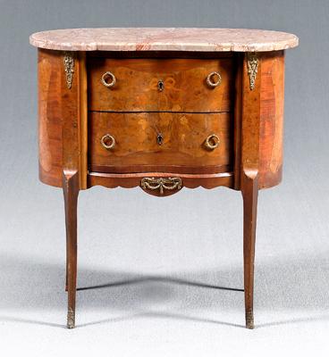 Appraisal: Louis XV style marquetry commode kidney form pink and beige