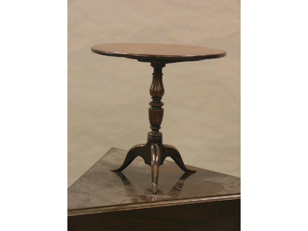 Appraisal: A miniature George III mahogany tripod table circular top tilting