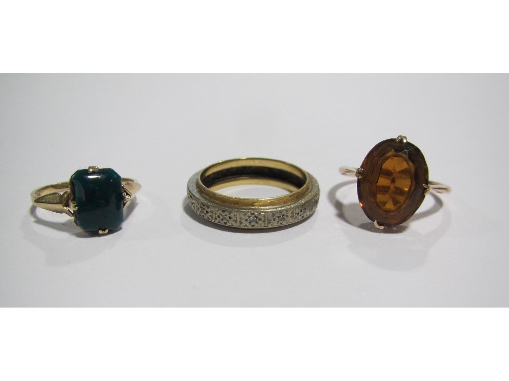 Appraisal: Lot comprising two ct gold gem set single stone rings