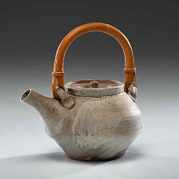 Appraisal: Warren MacKenzie USA Teapot with Bamboo Handle Stoneware ht wd