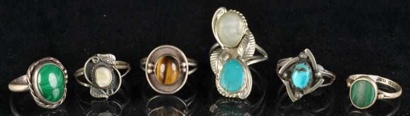 Appraisal: Lot of Native American Indian Rings Description All with stones