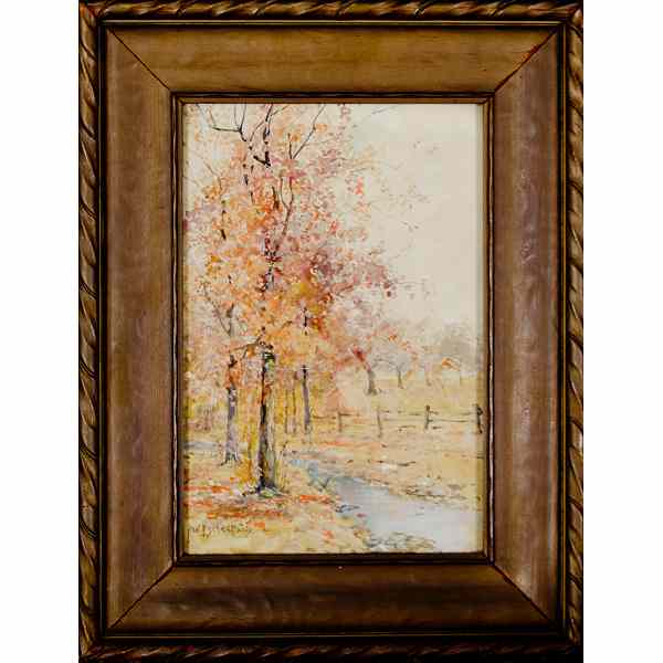 Appraisal: Autumnal Landscape by Paul Eschenbach Watercolor Watercolor on paper signed