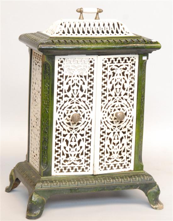 Appraisal: TH C GREEN AND WHITE ENAMEL PARLOR STOVE H