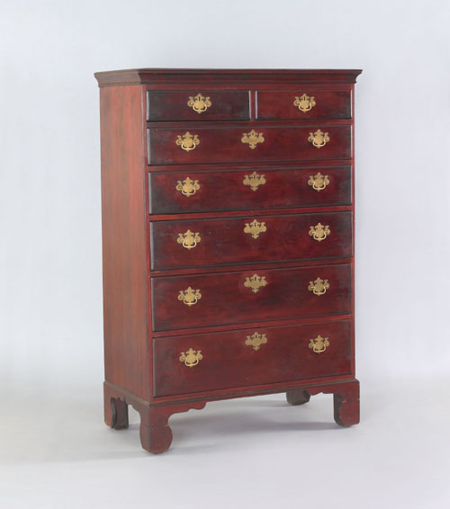 Appraisal: Pennsylvania Chippendale cherry chest of drawers ca with two short