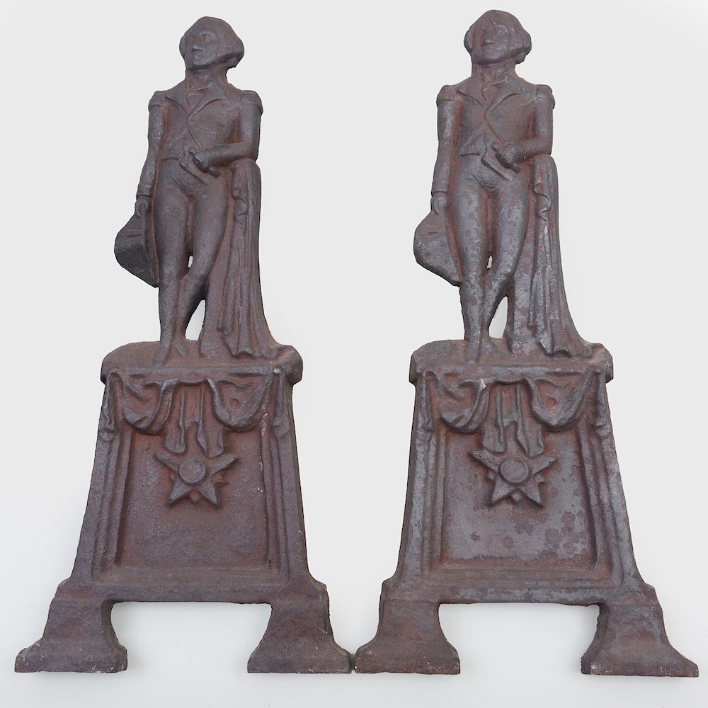 Appraisal: Pair of Andirons in the Form of George Washington x