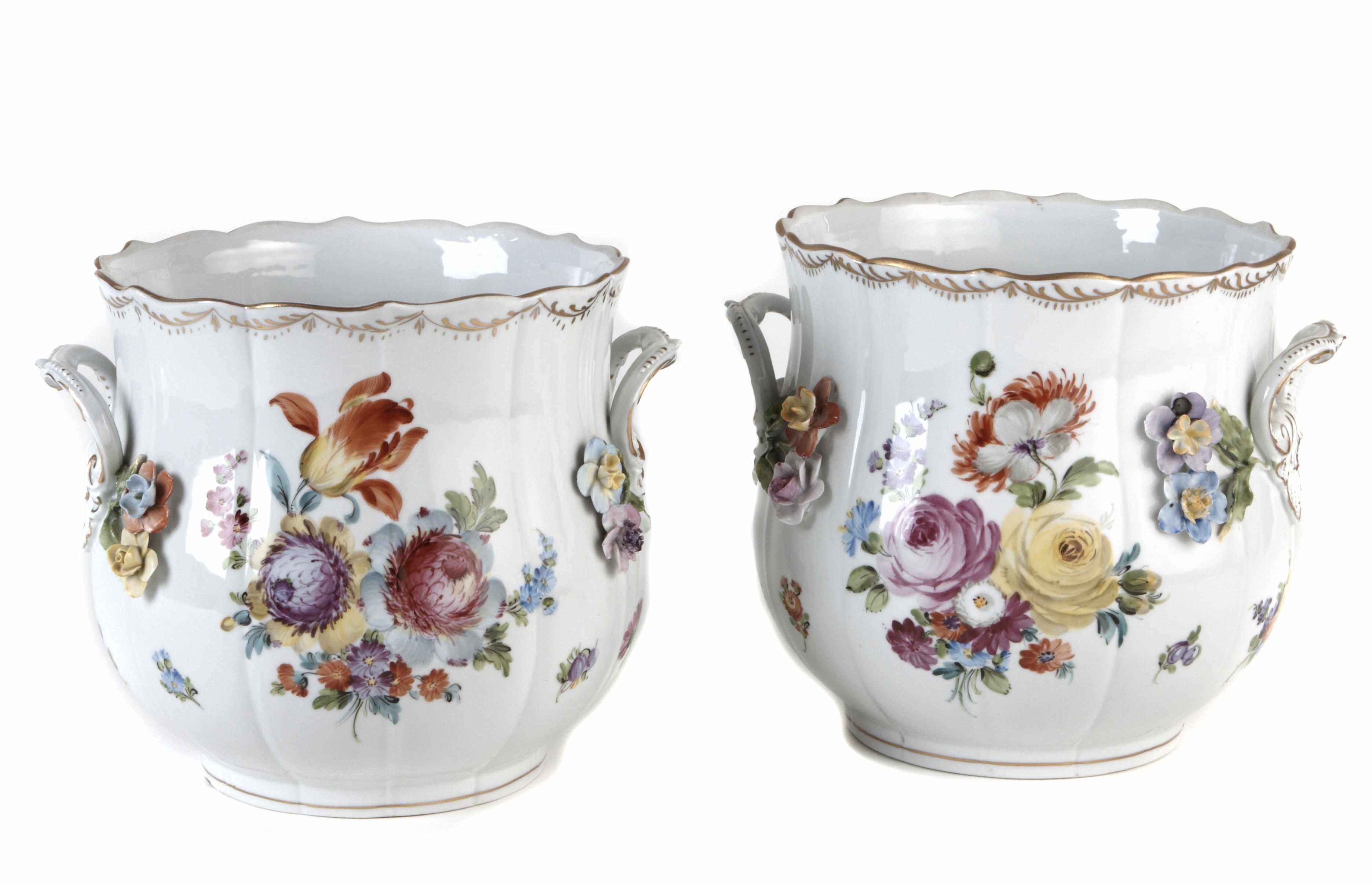 Appraisal: A pair of Continental porcelain jardinieres height in diameter in