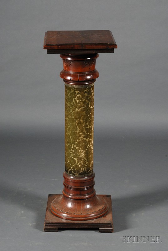 Appraisal: Aesthetic Movement Velvet-mounted Mahogany Pedestal c with square top above