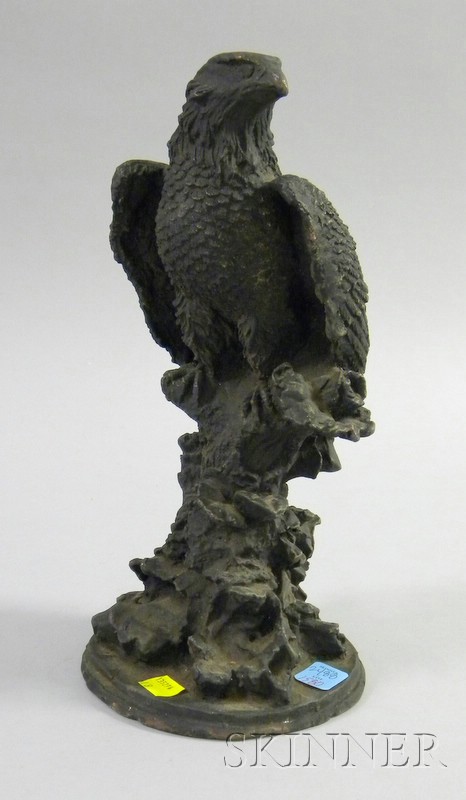 Appraisal: Black-painted Cast Iron American Eagle Figure ht in