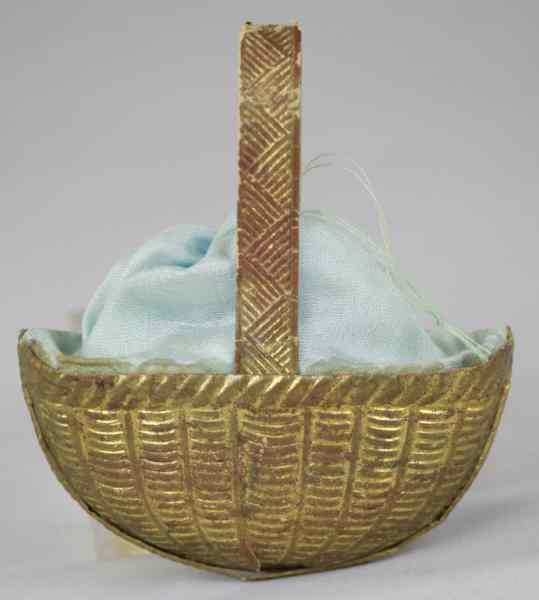 Appraisal: GOLDEN DRESDEN BASKET CANDY CONTAINER Germany gold Dresden basket candy