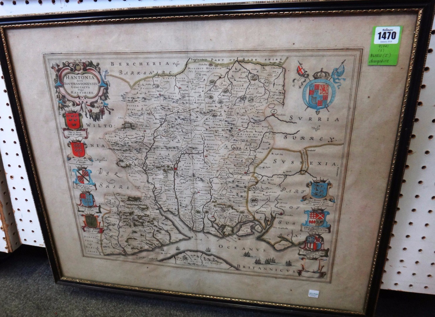 Appraisal: Johannes BLAEU - Hantonia sive Southantonensis Comitatus vulgo Hant-shire hand-coloured