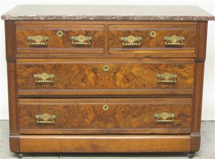 Appraisal: Victorian walnut marble top commode th century H in W