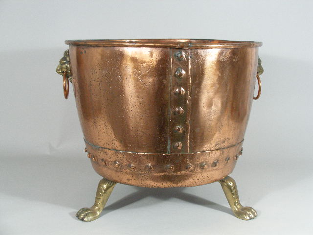 Appraisal: Large English Copper Jardinere th c hand hammered and joined