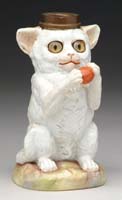 Appraisal: PORCELAIN FIGURAL MINI LAMP S - White porcelain cat with