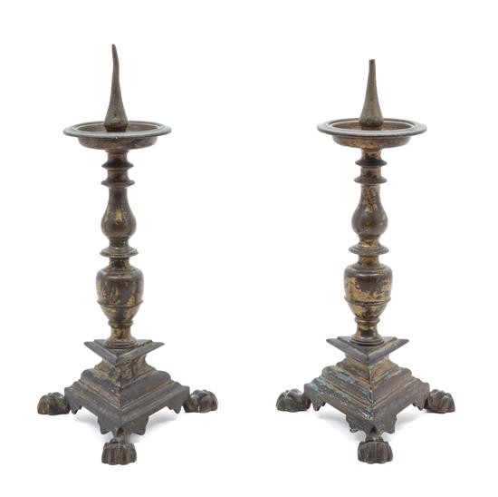 Appraisal: Sale Lot A Pair of Continental Bronze Pricket Sticks likely