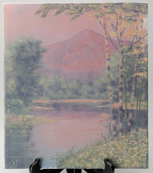 Appraisal: ROOKWOOD Large Scenic Vellum plaque by E T Hurley depicting