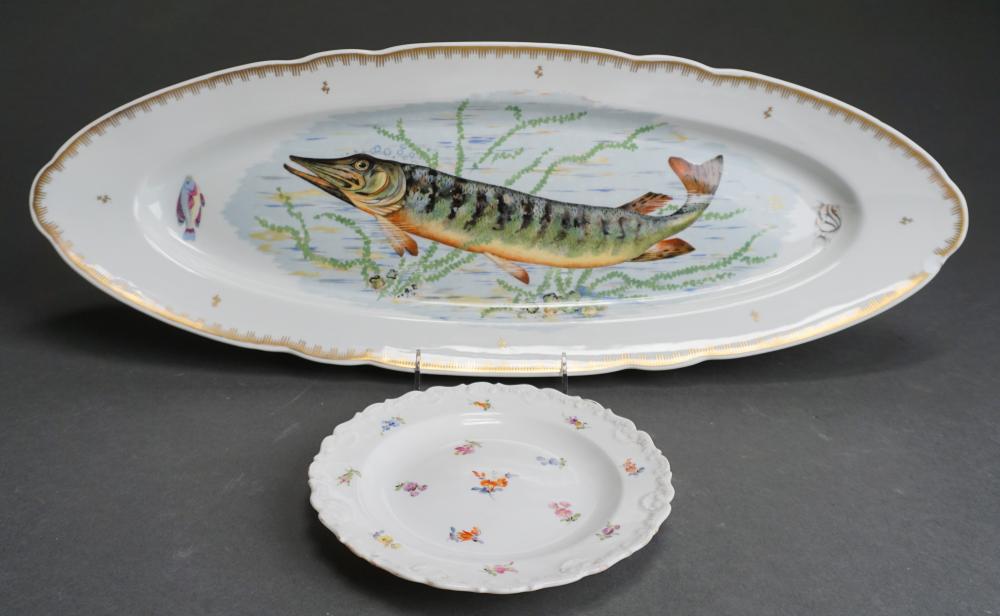 Appraisal: Meissen Porcelain Floral Decorated Plate and French Porcelain Fish Decorated