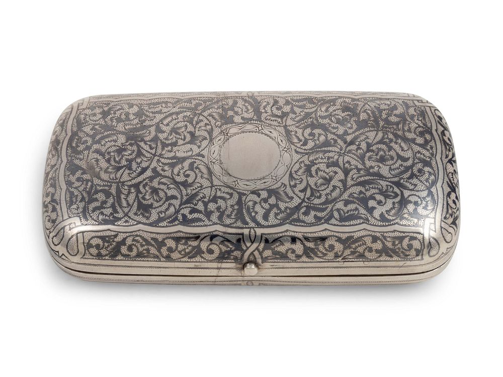 Appraisal: A Russian Niello Cigarette Case A Russian Niello Cigarette Case