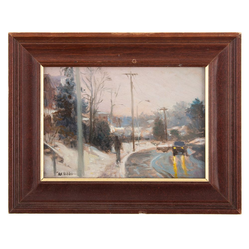 Appraisal: Nathaniel K Gibbs Snow Storm oil American - Oil on