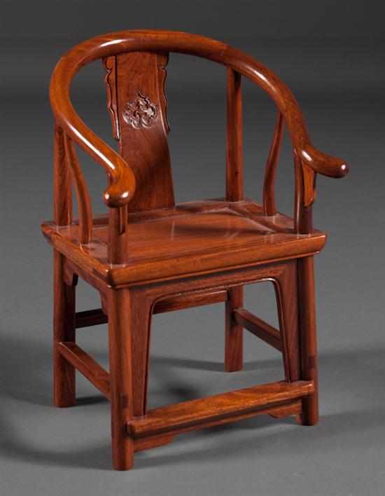 Appraisal: Chinese Export carved elmwood miniature Ming style chair Estimate -