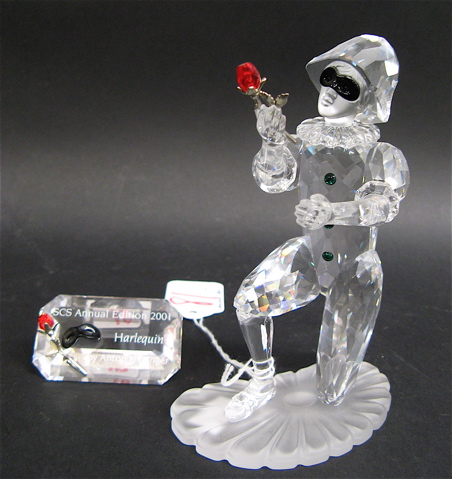 Appraisal: SWAROVSKI CRYSTAL HARLEQUIN FIGURE AND PLAQUE pieces Harlequin from the