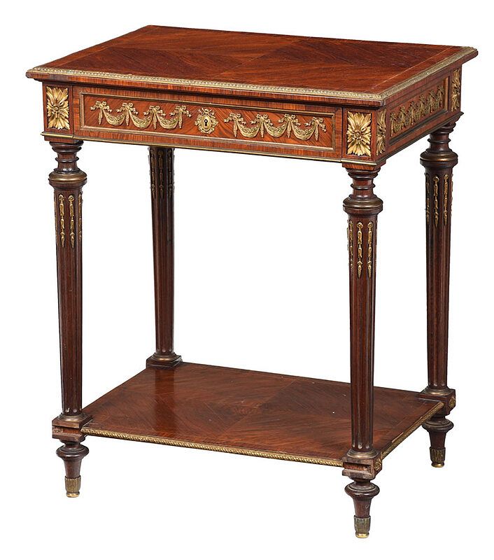 Appraisal: Louis XVI Style Parquetry Veneered Side Table French late th