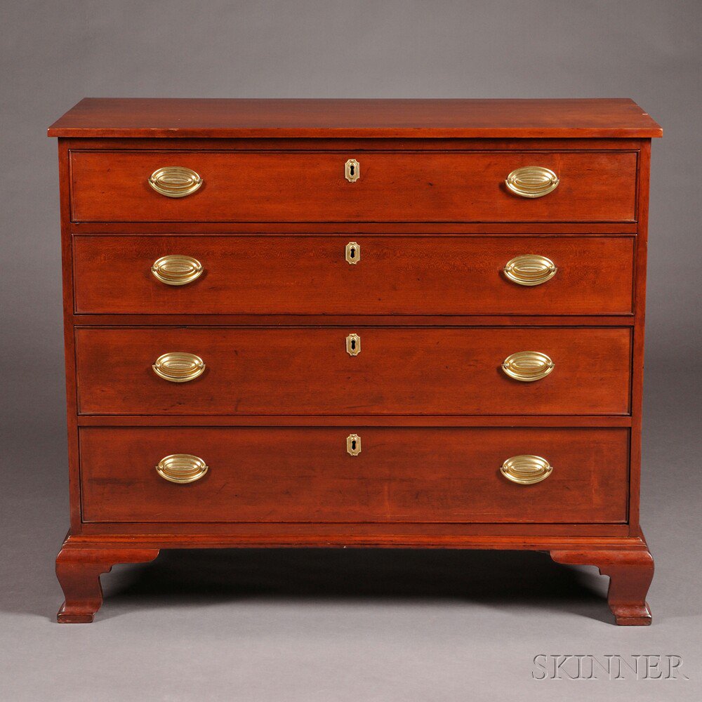 Appraisal: Carved Cherry Chest of Four Drawers possibly Connecticut late th