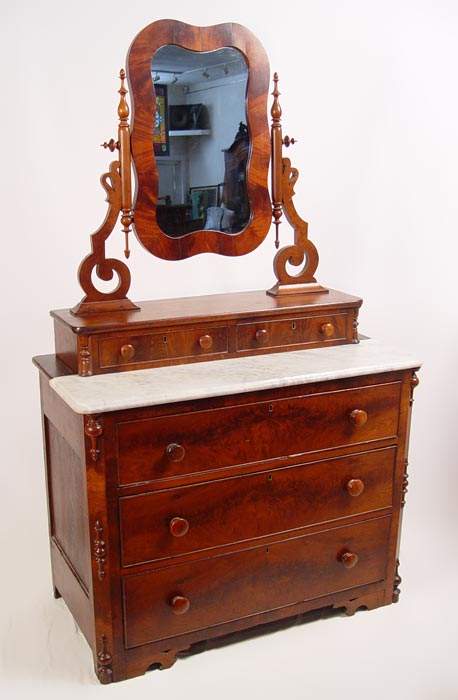 Appraisal: MARBLE TOP VICTORIAN DRESSER WITH MIRROR Partial marble top two