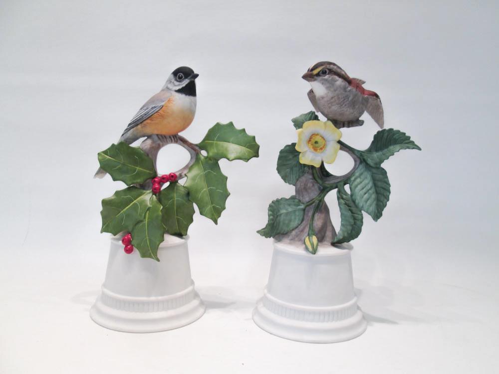 Appraisal: TWO BOEHM PORCELAIN SCULPTURES White Throated Sparrow and Black-capped Chickadee