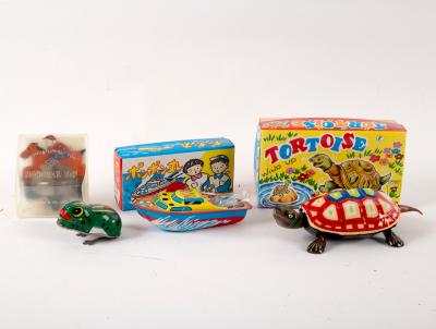 Appraisal: A Japanese tortoise with walking action cm long a pop-pop