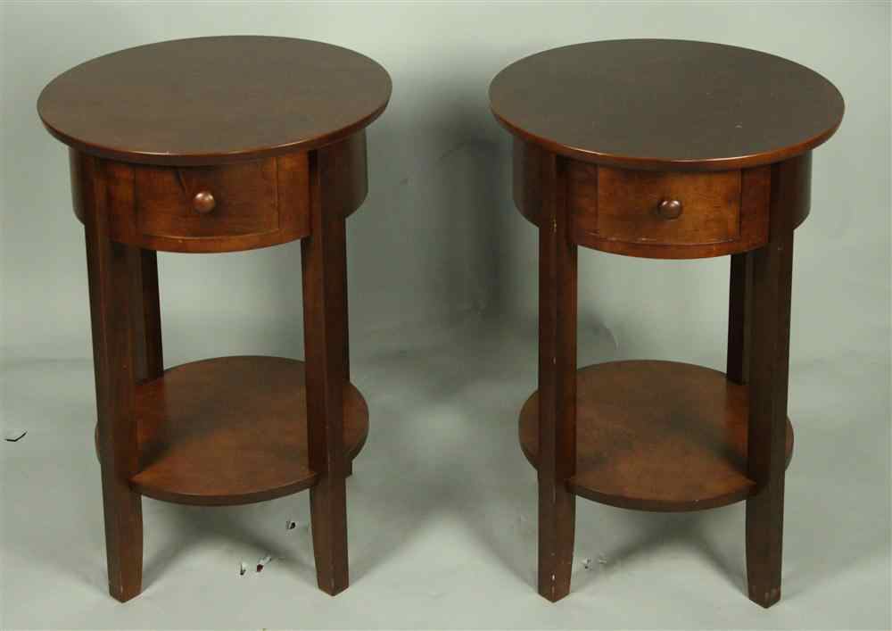 Appraisal: PAIR OF CHERRYWOOD CONTEMPORARY ROUND END TABLE each with a