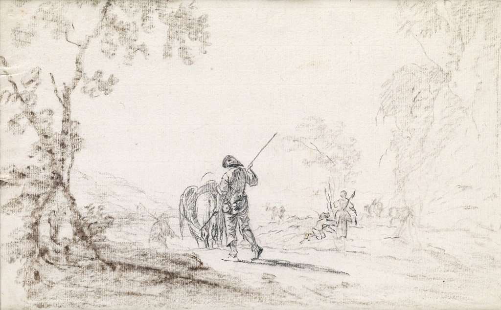 Appraisal: JAN ASSELYN Landscape with a Shepherd on a Path Pencil