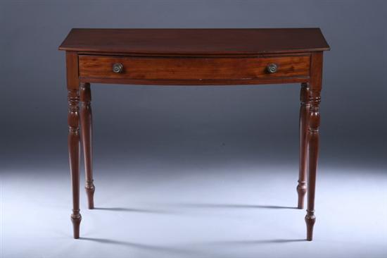 Appraisal: FEDERAL MAHOGANY BOW-FRONT CONSOLE TABLE early th century Shaped single