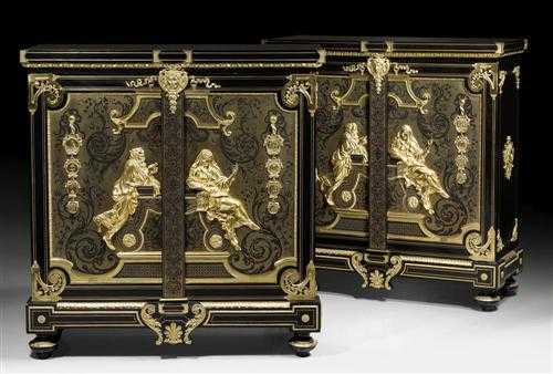 Appraisal: PAIR OF IMPORTANT SIDEBOARDS ASPASIA ET LE PHILOSOPHE late Louis