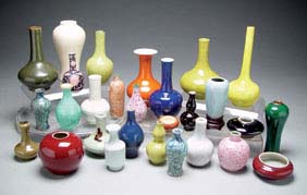 Appraisal: MINIATURE VASE COLLECTION Collection of twenty-eight antique Chinese miniature porcelain