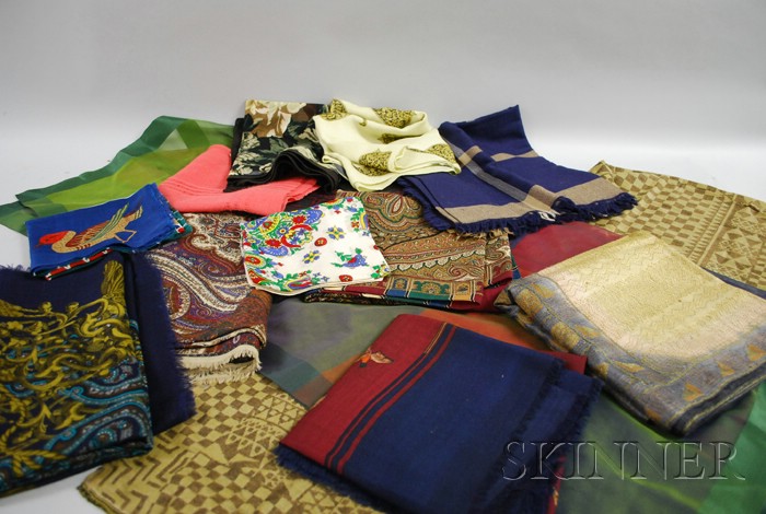 Appraisal: Large Group of Wool Shawls some hand-woven together with one