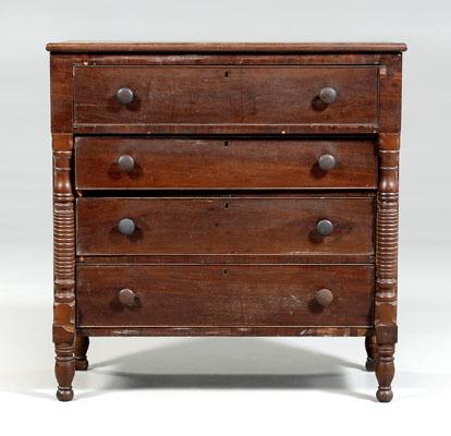 Appraisal: Southern late Federal cherry chest cherry with mahogany veneers poplar