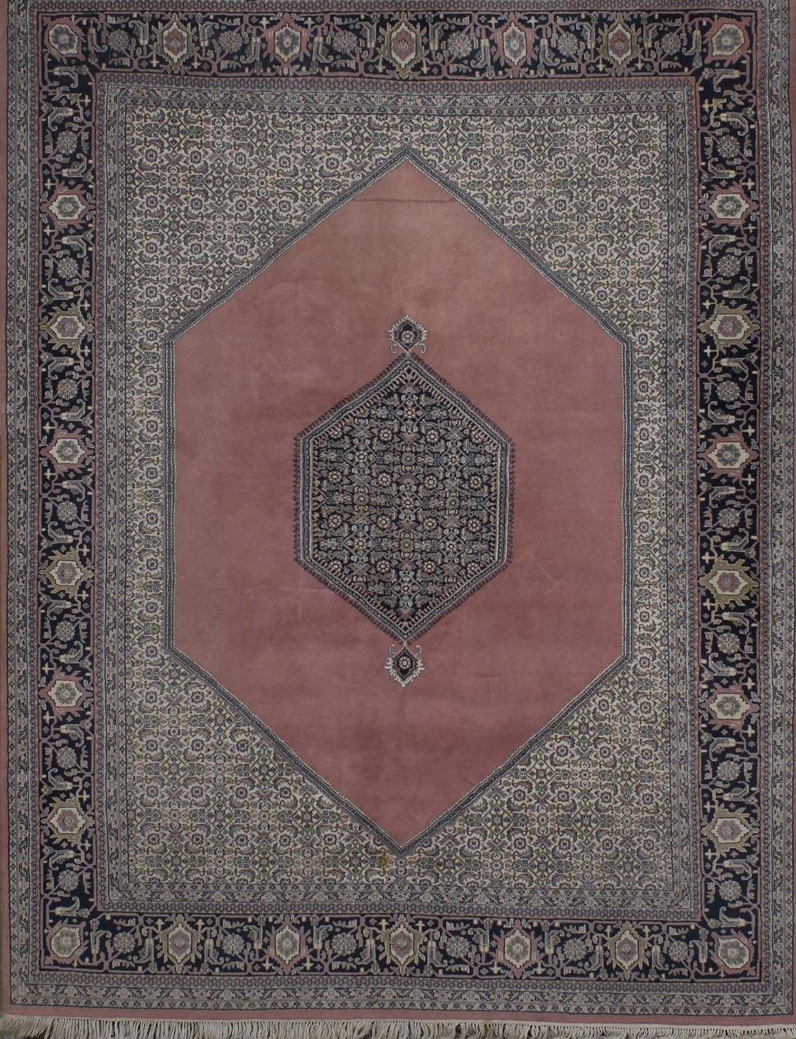 Appraisal: ORIENTAL RUG BIDJAR DESIGN ' x ' Black central medallion