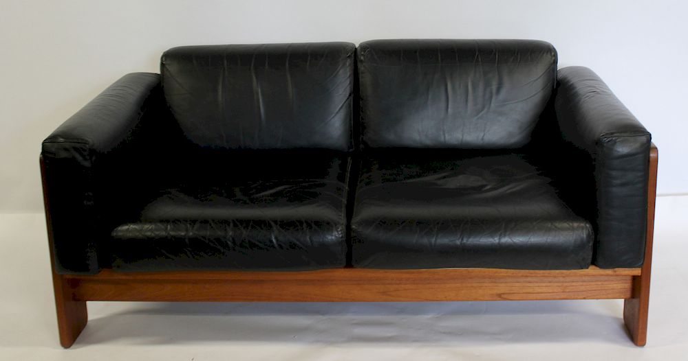 Appraisal: Tobia Scarpa Bastiano Settee Leather upholstery and from a Larchmont