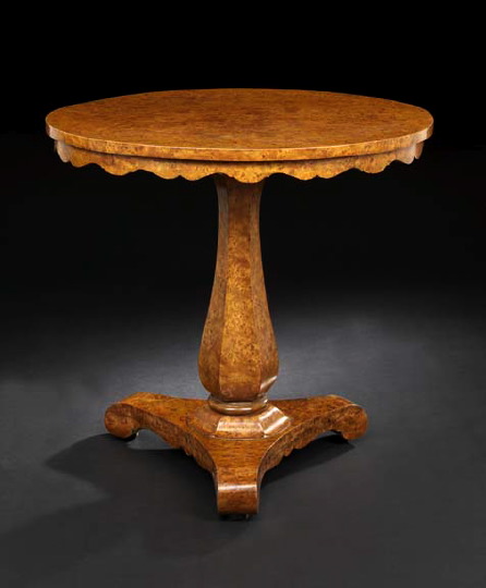 Appraisal: Continental Burled Elm Occasional Table mid- th century the tilting