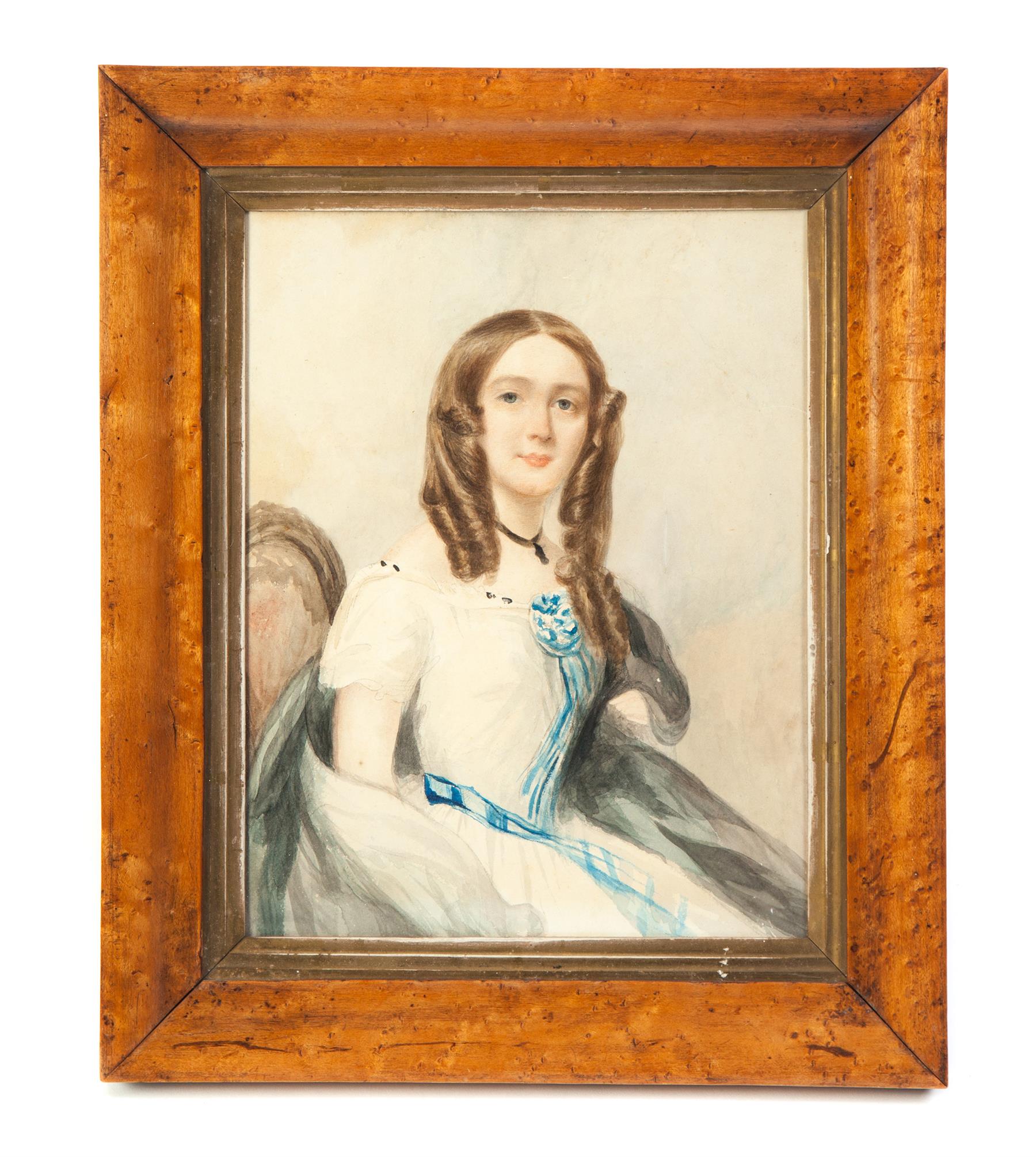 Appraisal: FRAMED WATERCOLOR PORTRAIT OF YOUNG GIRL Circa Young lady purportedly