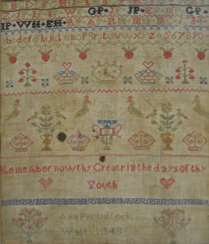 Appraisal: A th century alphabet sampler signed Ann Proudlock Wall -