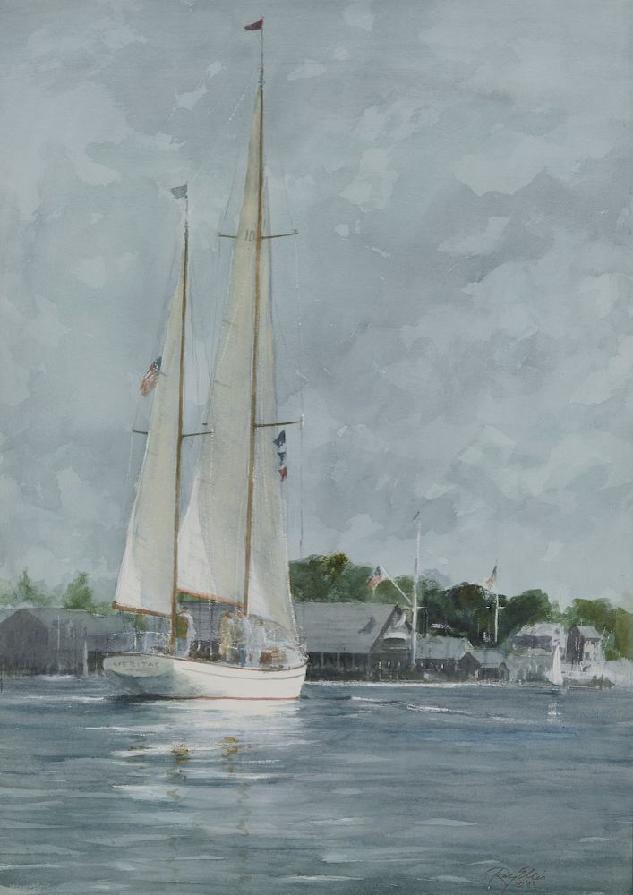 Appraisal: RAY ELLIS American - Heading Out Martha's Vineyard watercolor RAY